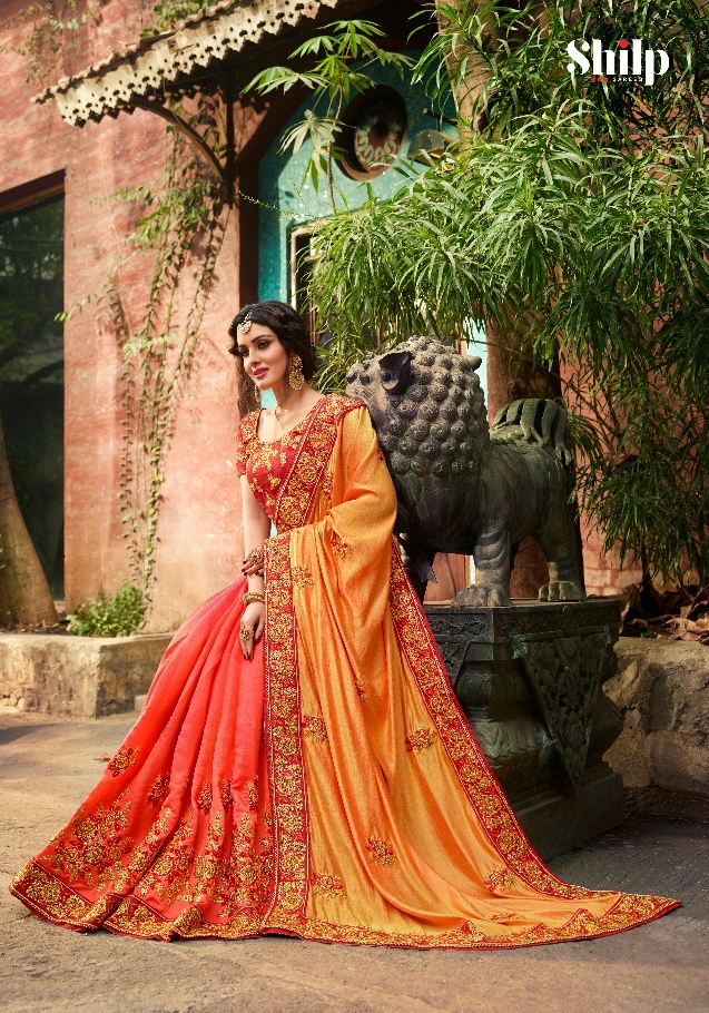 Shilp saree 101-102 Series designer party wear embroidered heavy range saree catalog in wholesale