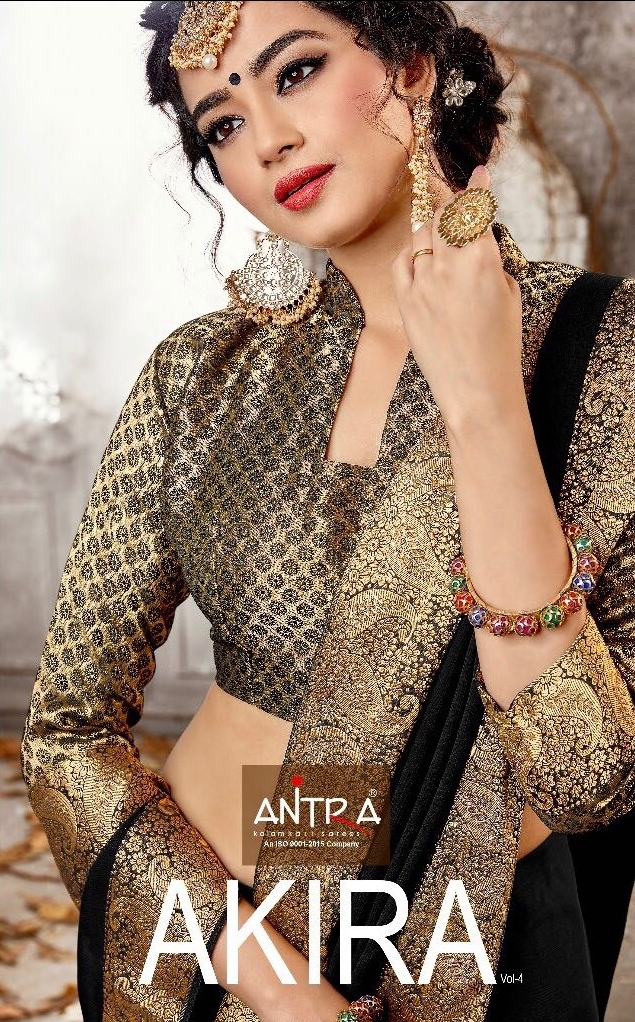 Antra lifestyle akira vol 1 fancy border plain saree catalog supplier