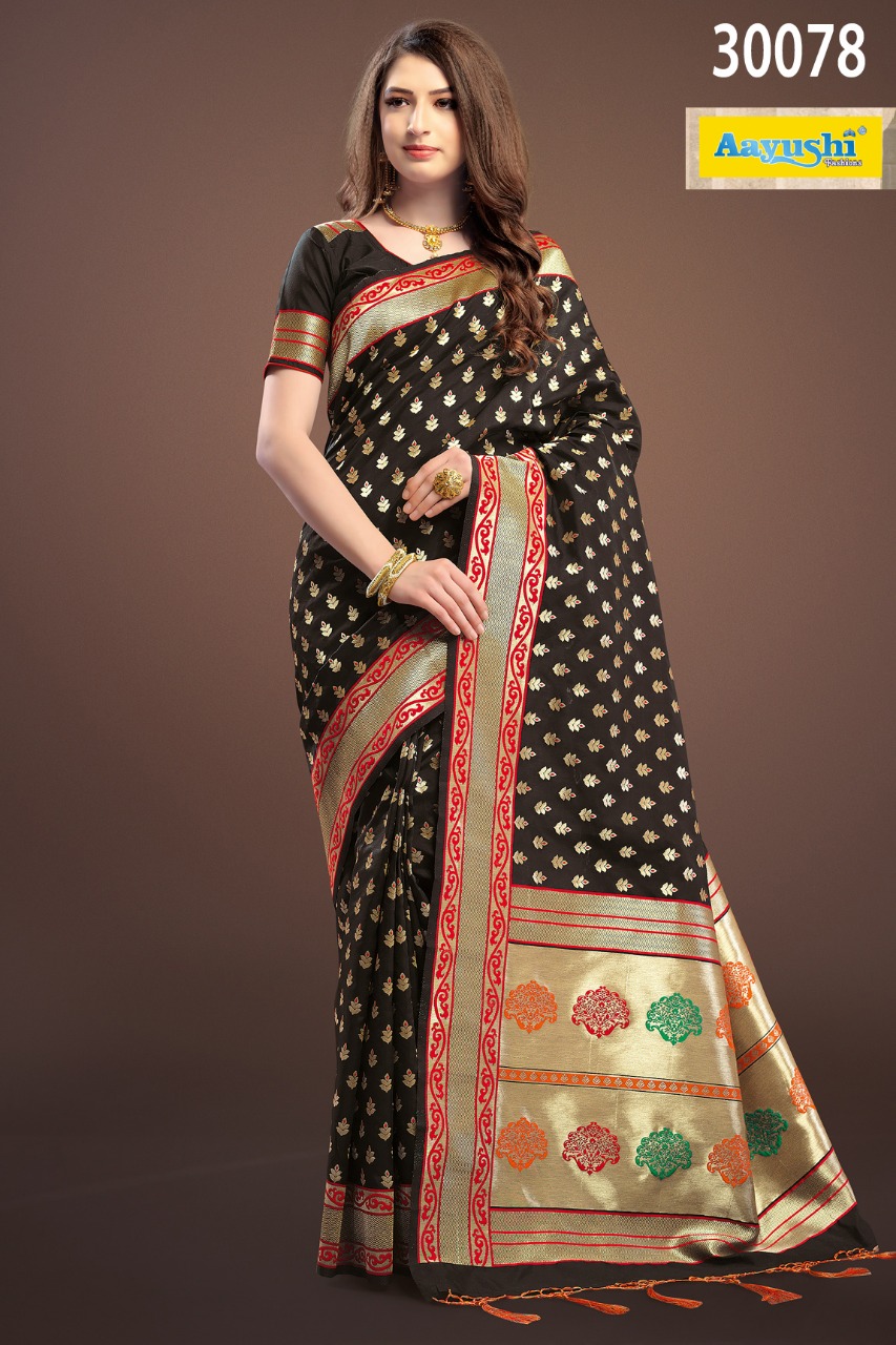 Aayushi 30075-30088 Series Silk Base weaving saree catalog in wholesale
