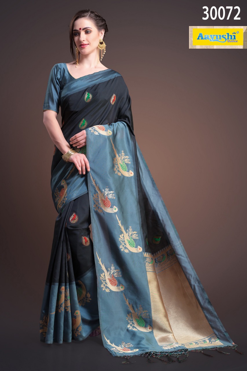 Aayushi fashion 30064-30074 Silk Base Weaving saree catalog in wholesale