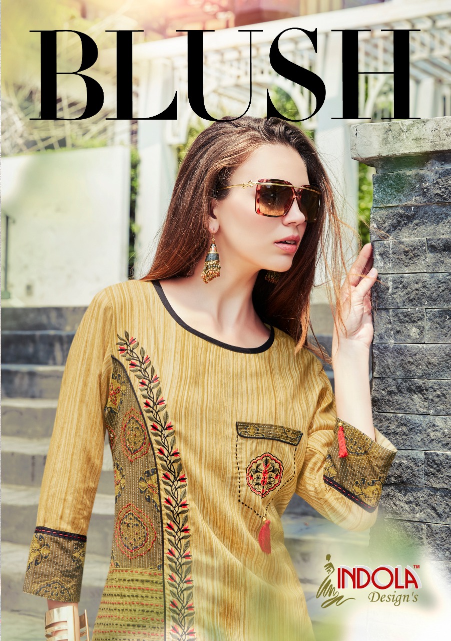 Indola designs blush printed Rayon kurtis Supplier best price