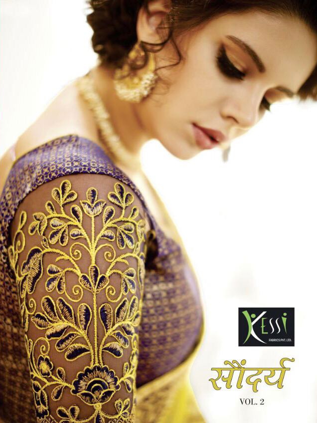 Kessi fabrics saundarya vol 2 fancy designer embroidered work saree collection wholesaler