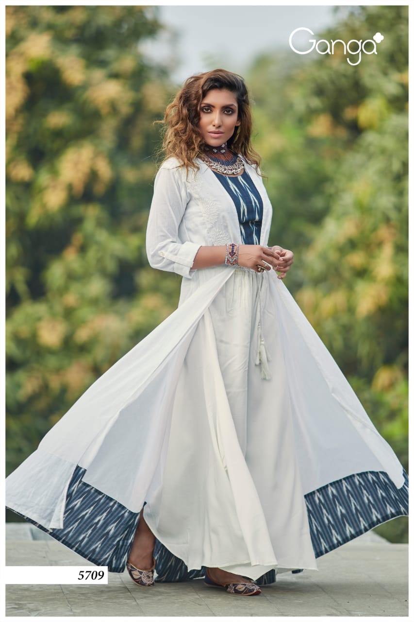 Ganga fashion only shrug Cotton voil shaded printed patch  embroidered and work Shrug Catalog