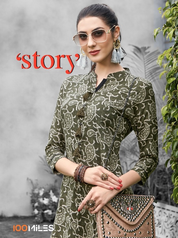 100 miles story designer gown kurti catalog buy at wholesale rate from surat