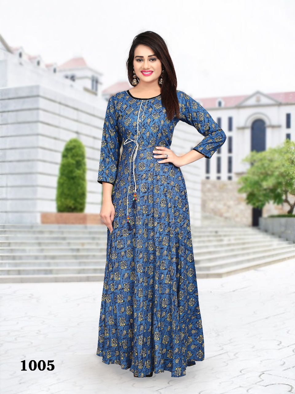 Prime Flora designer gownstyle kurti catalog buy from surat wholesaler at best price