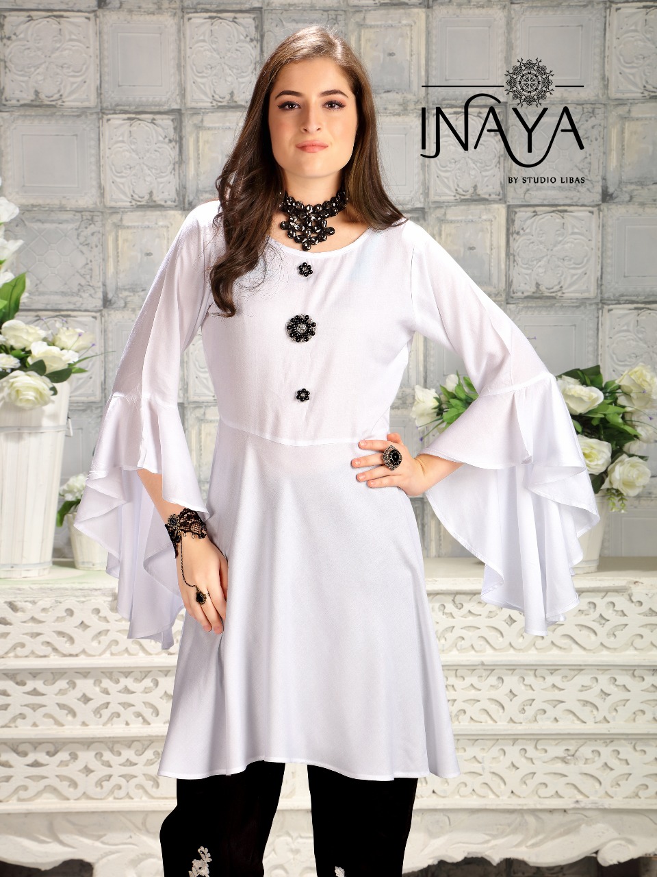 Inaya deeigner tunic with Over Lapping tulip Pants Catalog buy at wholesale rate from surat supplier