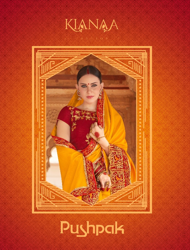 Kianaa Pushpak designer heavy embroidered fancy saree catalog wholesale supplier surat