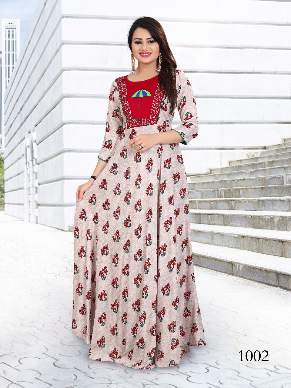 Prime presents flora vol 2 rayon gown style Kurti catalog buy at wholesale rate From surat