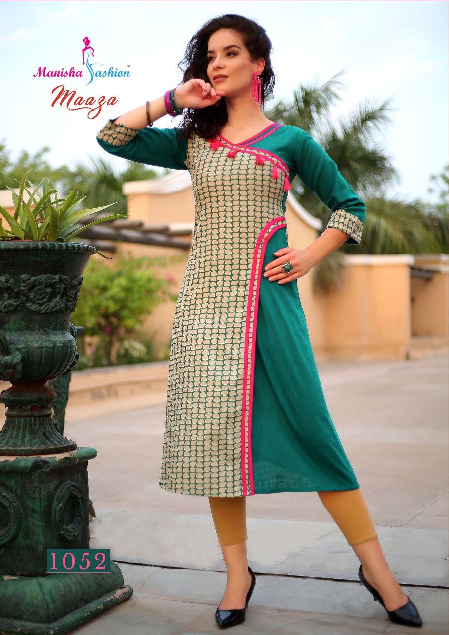 Manisha fashion Maaza Exclusive emix match rayon kurtis catalogue supplier surat