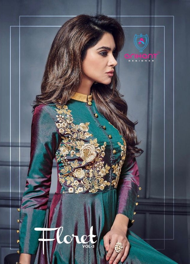 Arihant NX florent vol 3 gown-style kurti catalogue from surat