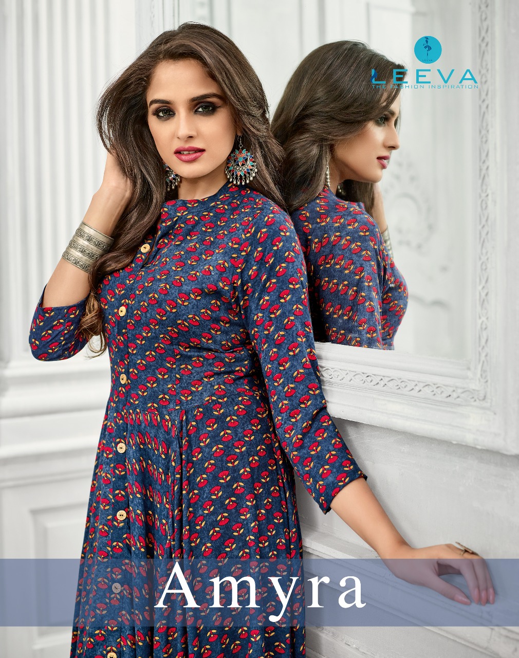 Leeva amayra Designer party wear Gown style printed kurtis catalogue wholesaler