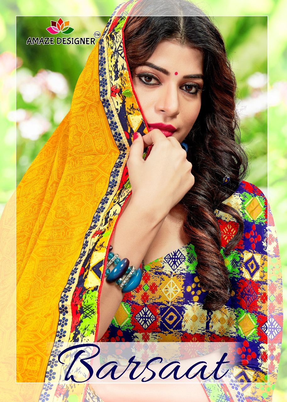 Amaze designer barsaat geogertte saree catalogue from surat wholesaler