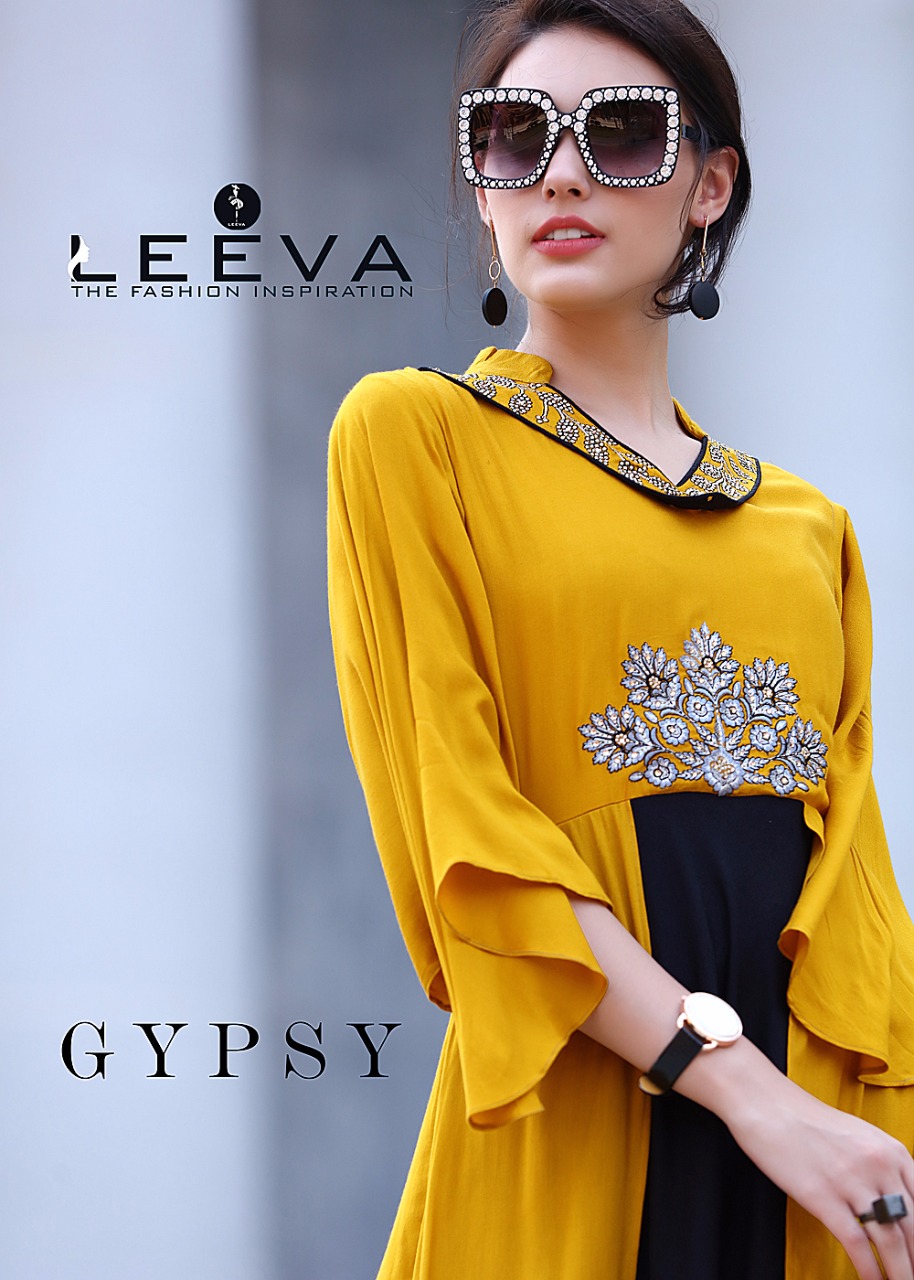 Leeva Surat gypsy exclusive rayon designer kurtis catalogue wholesale  supplier suray