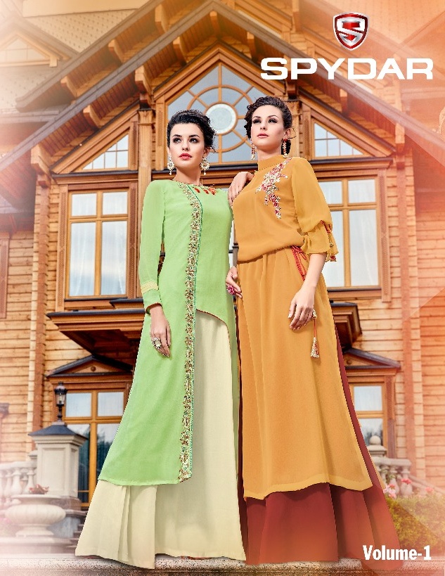 Tanishk fashion Spydar Designer gown style readymade georgette kurtis catalogue wholesaler