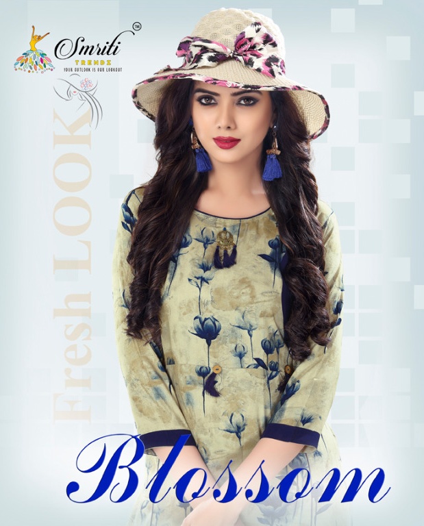 Smriti trends Blossom Rayon printed kurti catalogue from surat wholesaler