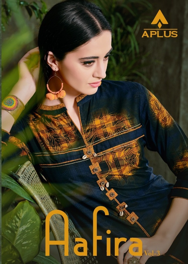 Aarav trends aafira vol 3 embroidered kurti catalogue from surat wholesaler