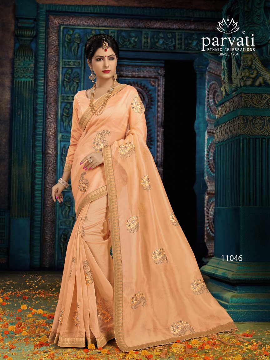 Parvati fabrics organza mania vol 1 Embroidered fancy saree catalogue wholesale supplier surat