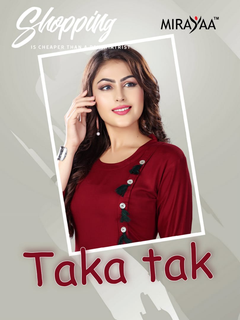 Mirayaa taka tak rayon kurti catalogue from surat wholesaler