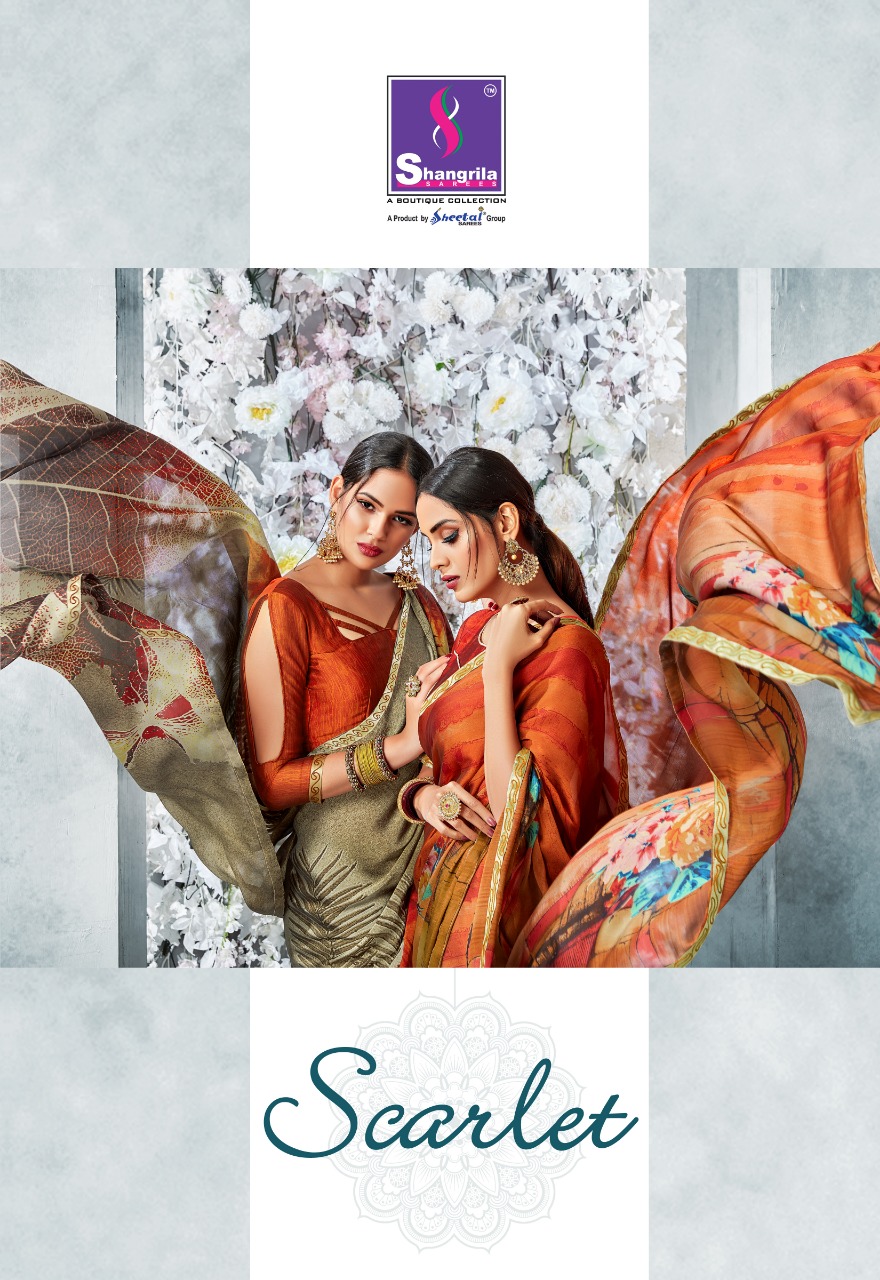 Shangrila scarlet Exclusive printed saree catalogue in wholesale price surat