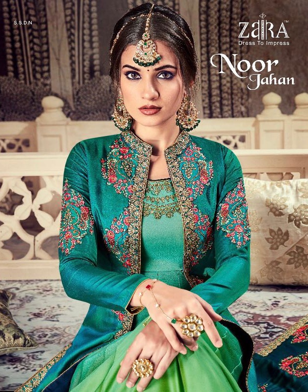Zaira noor jahan designer Party wear gown catalogue from surat wholesaler
