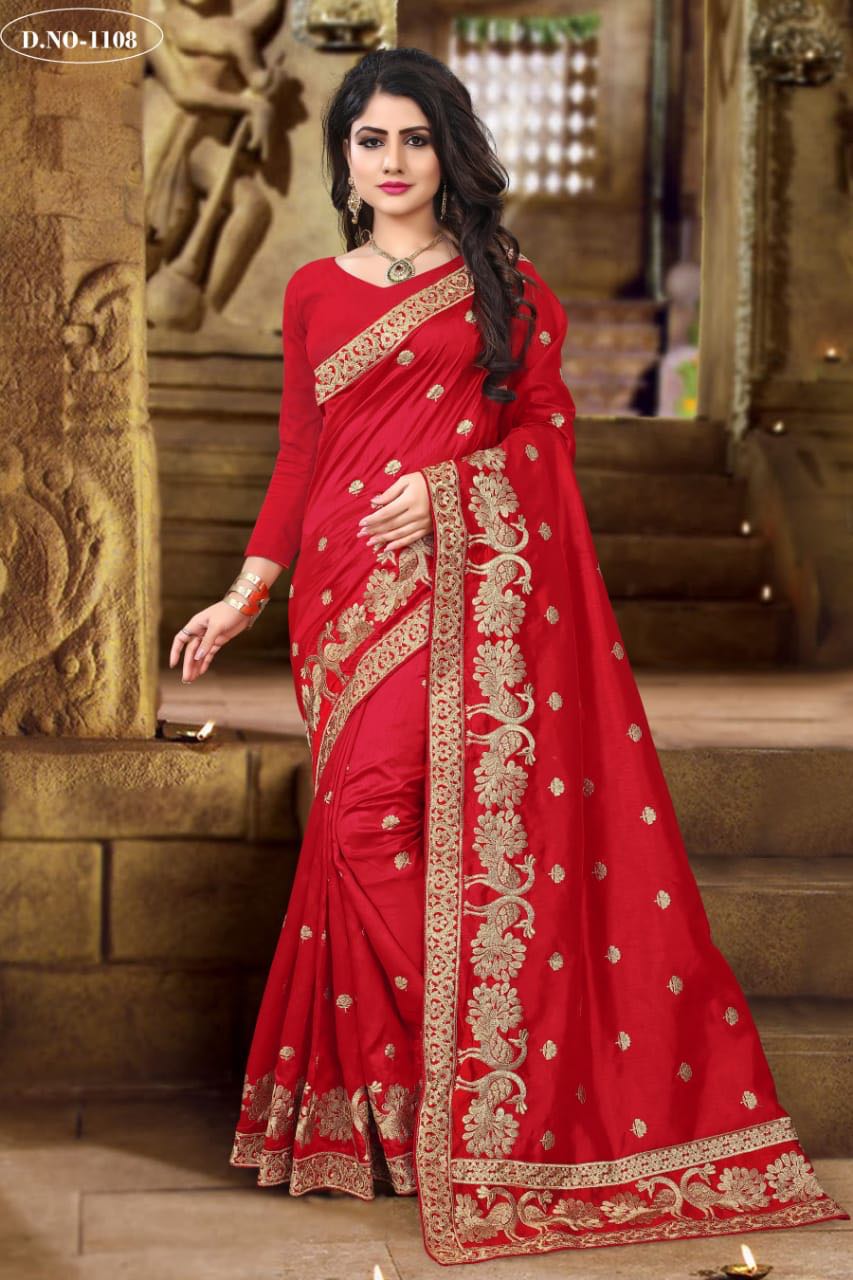 Lady ethnic kavyanjali embroidered Silk saree catalogue buy from surat wholesaler