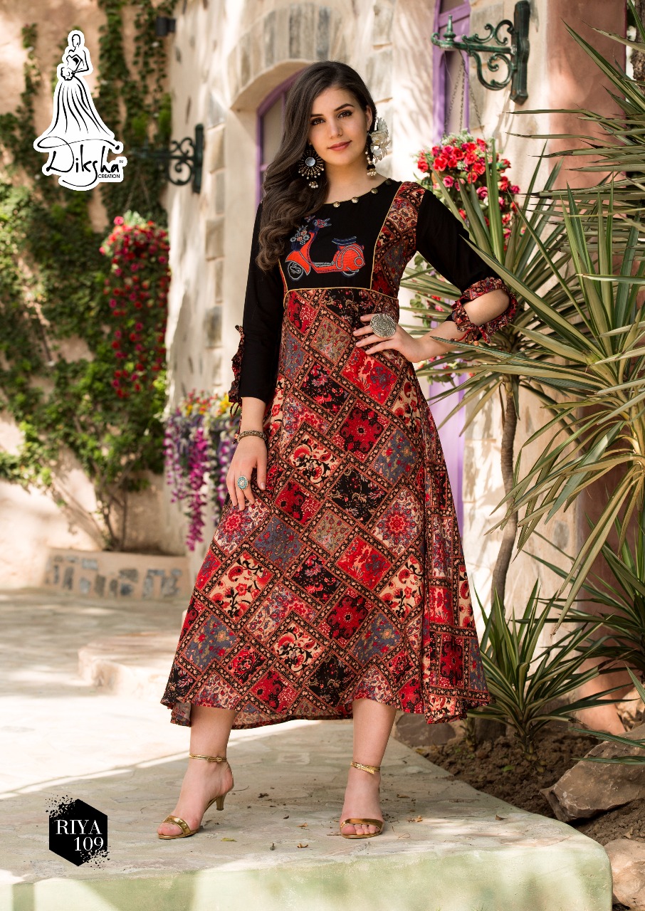 Diksha fashion riya vol 1 designer embroidered rayon kurtis catalogue at best price