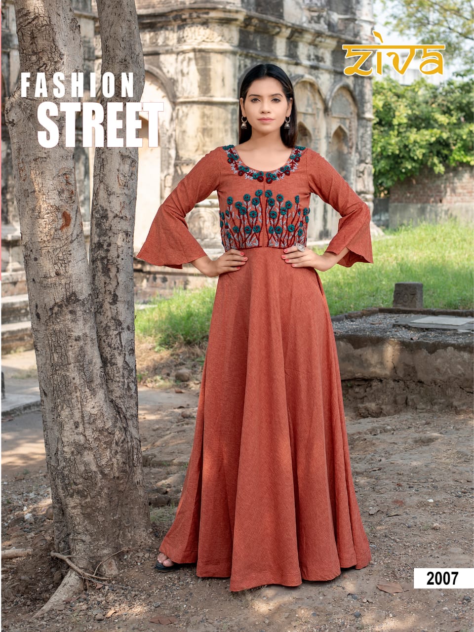 Ziva vol 2 designer long gown readymade kurtis catalog at best price