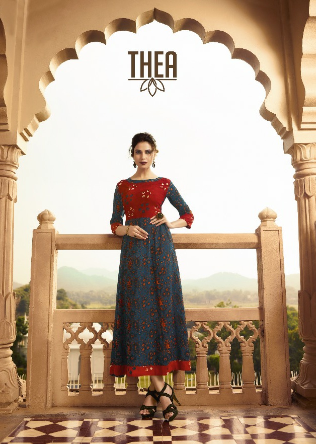 Vishwam Fabrics Thea designer rayon stylish long kurtis catalogue in wholesale price