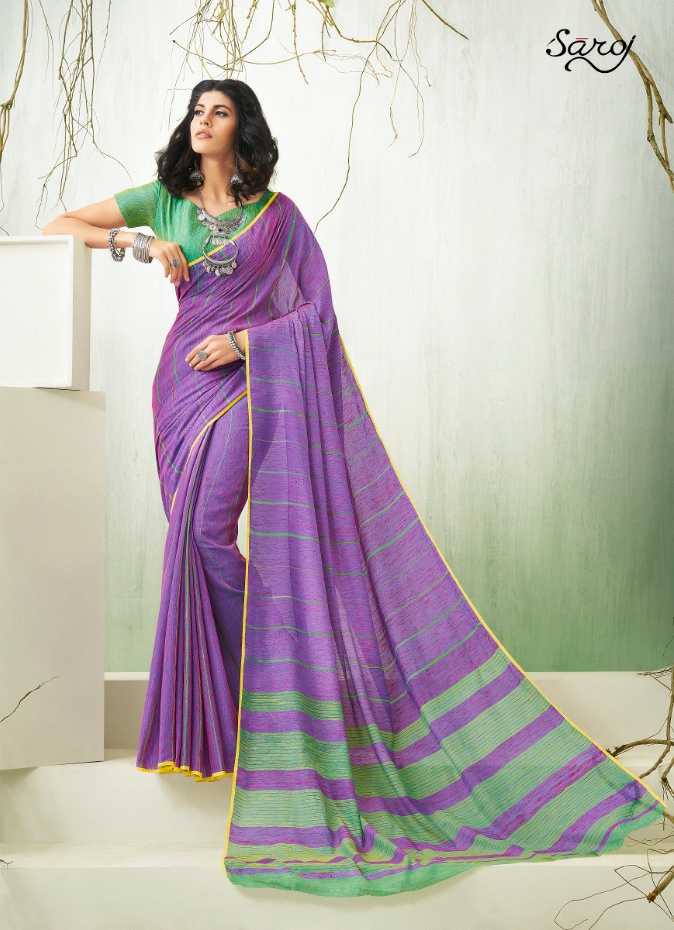 Saroj saree mulberry linen cotton two tone saree catalog in wholesale price surat