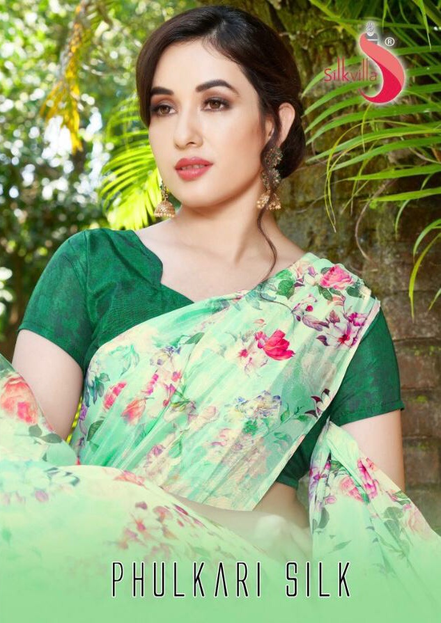 Silkvilla Phulkari silk flower printed silk saree Catalog in wholesale