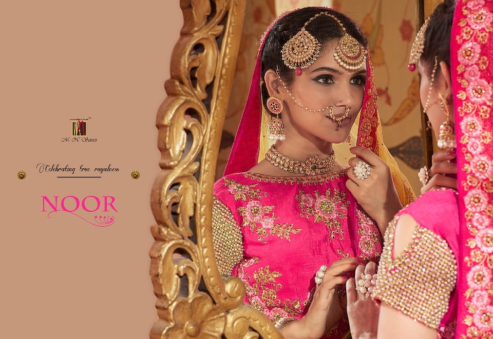 MN saree noor lehenga 4601-4609 series heavy work lucknowi hand work bridal lehenga catalogue from surat best dealer price