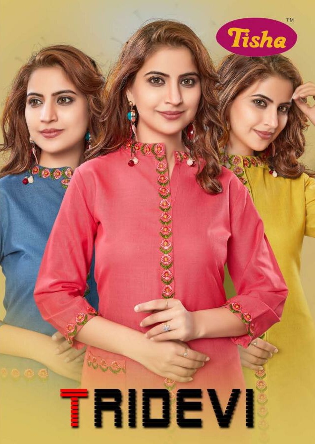 Tisha Tridevi daily wear cotton kurtis catalogue in wholesale price surat