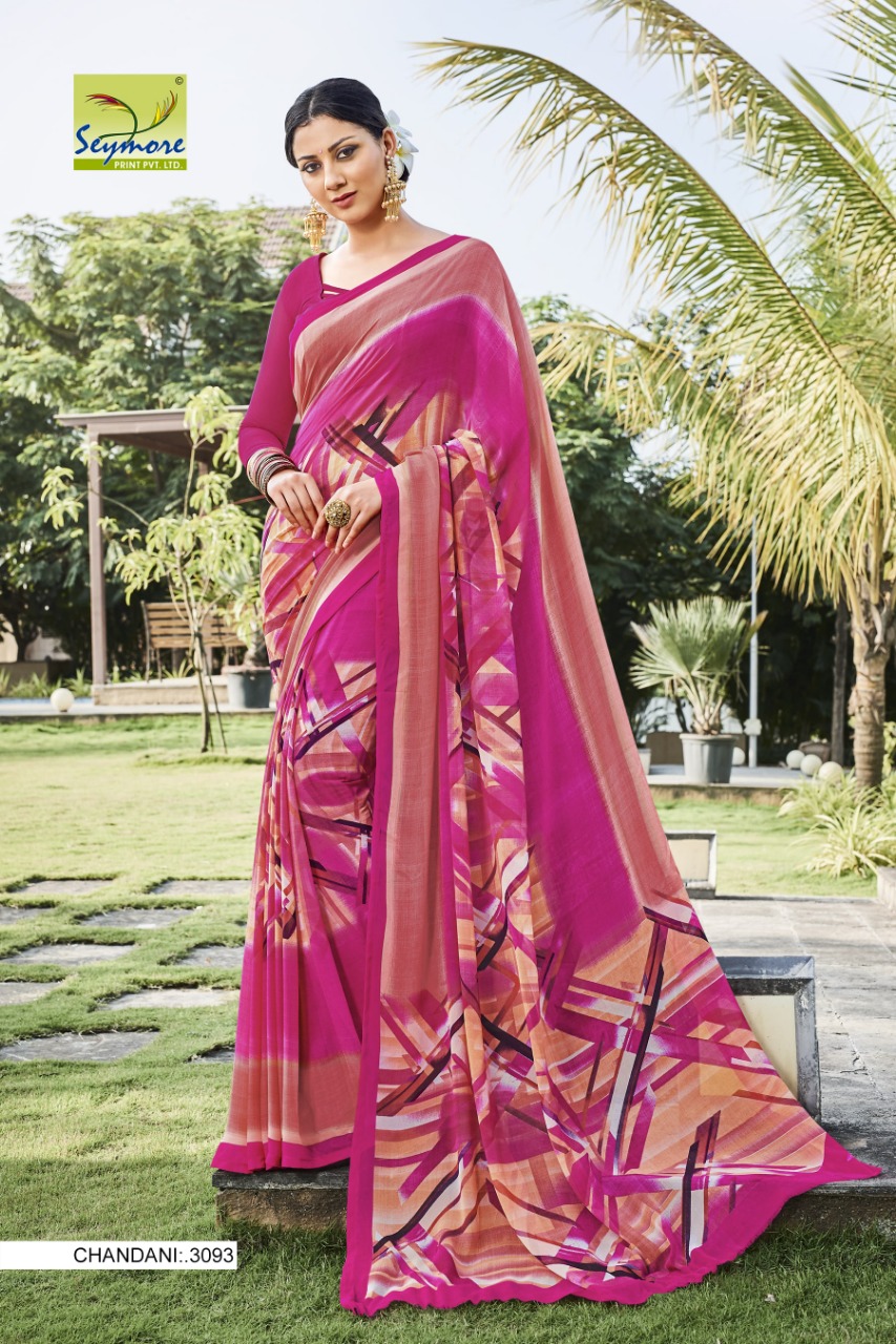 Seymore prints Chandni vol 5  printed georgette saree catalogue in wholesale price Surat best rate