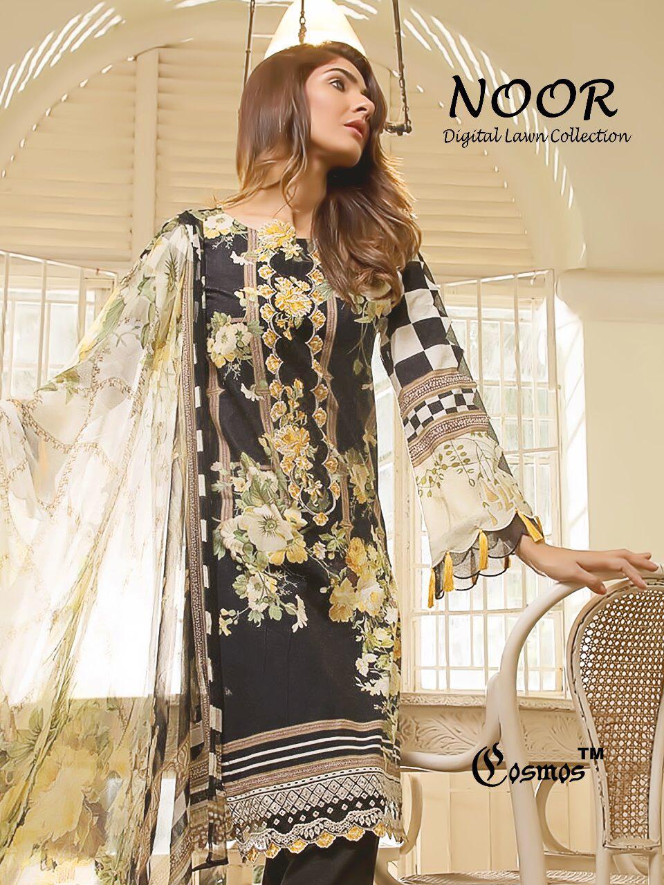 Cosmos Noor digital printed lawn collection Pakistani dress catalogue in wholesale price surat