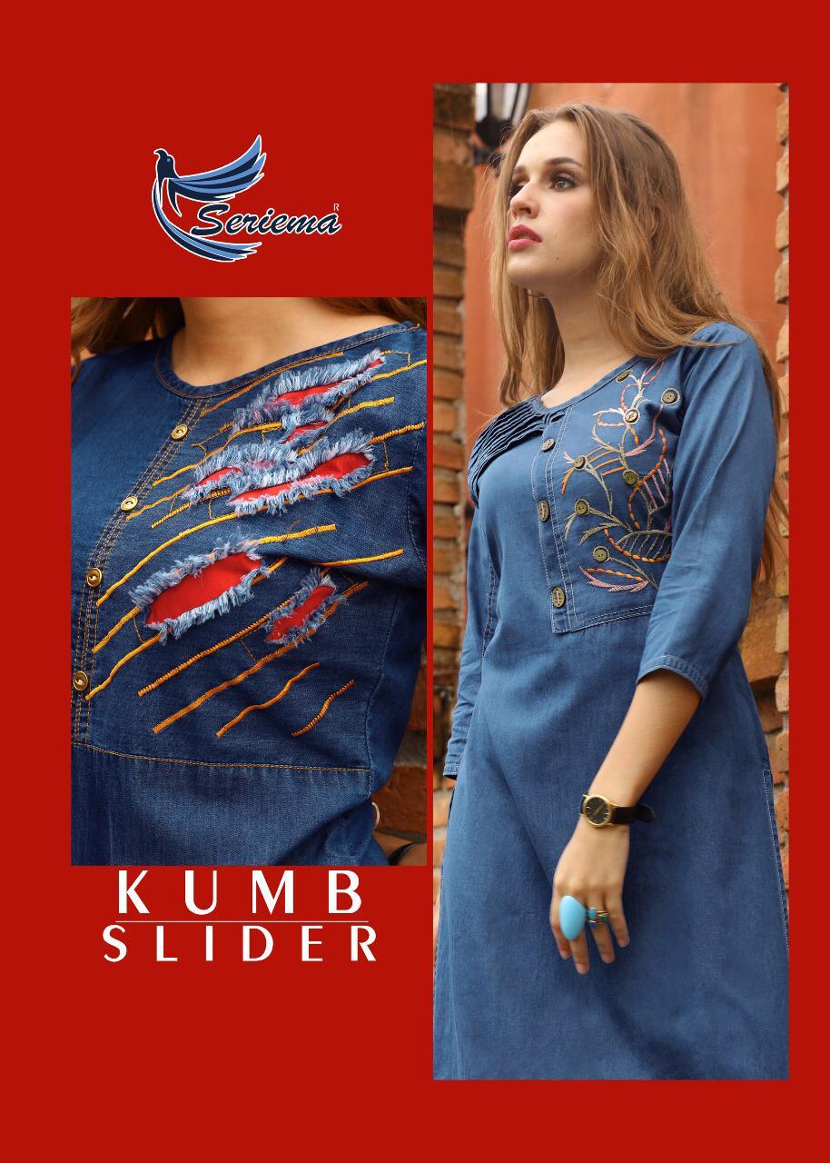 Sparrow kumb slider embroidered denim kurtis collection at best price