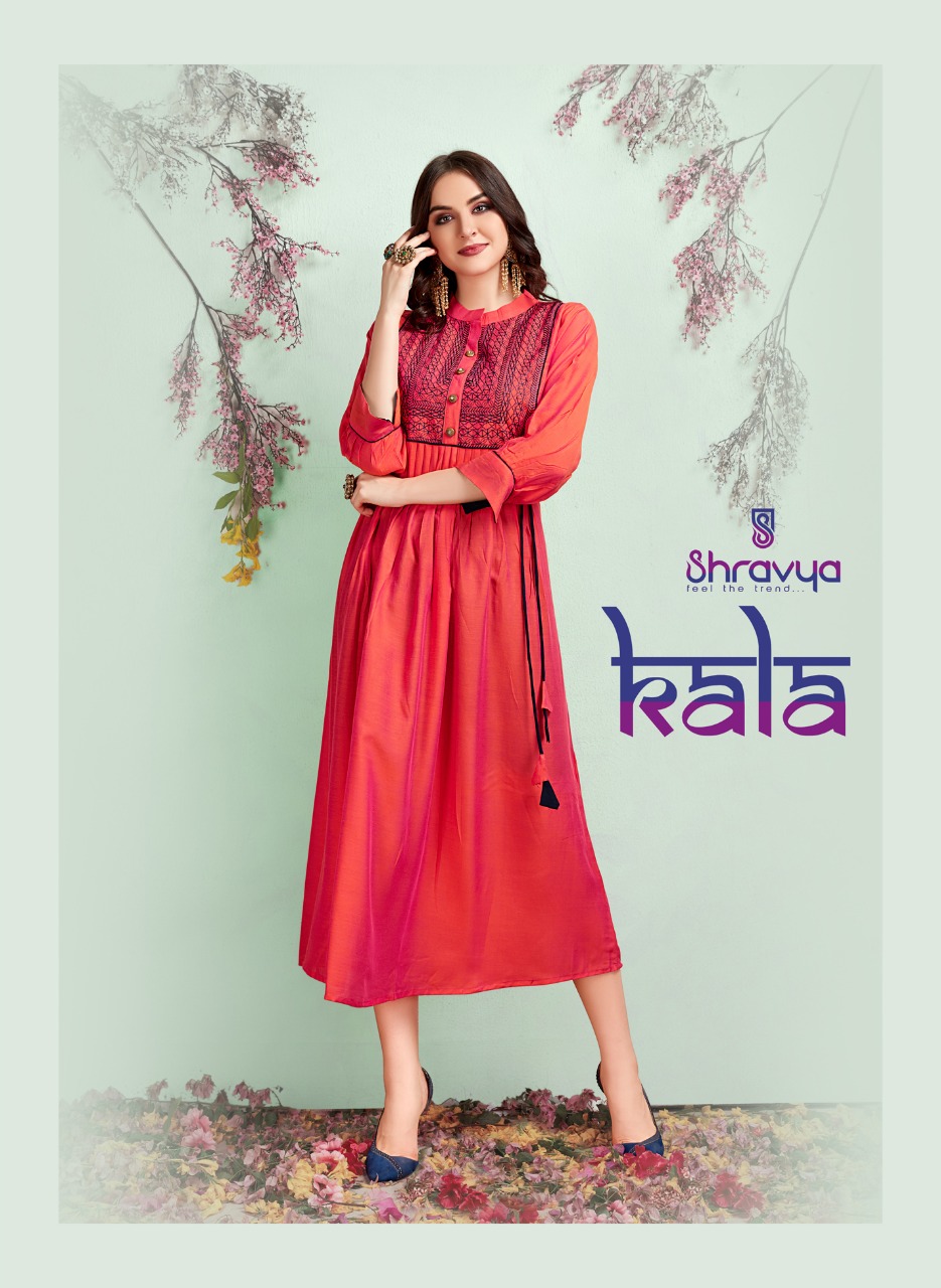 Shravya fashion Kala fancy two tone muslin silk kurtis catalogue in wholesale price
