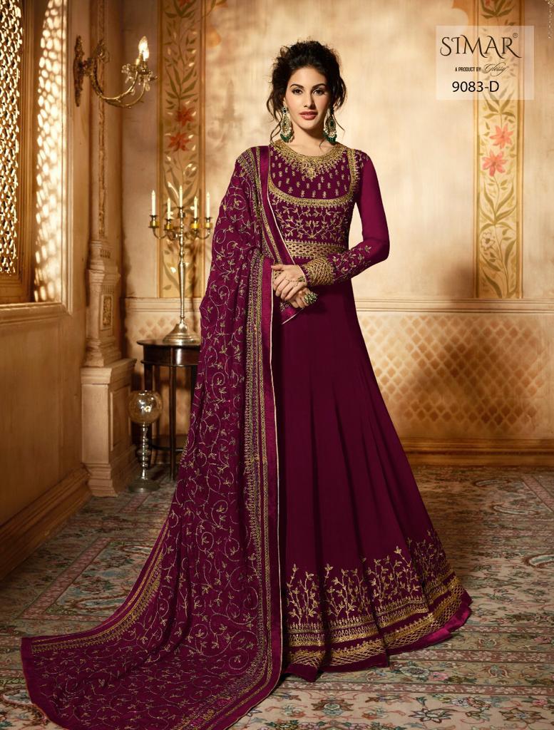 Glossy simar 9083 colours party wear dress catalogue from surat wholesaler in best price india