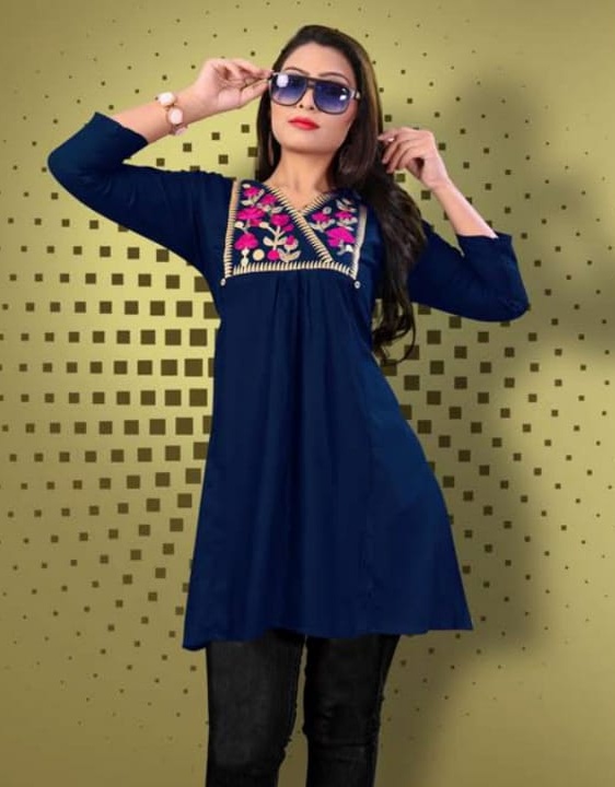 smiley vol 5 fancy embroidered rayon plain kurti Catalogue 2019  india dealer
