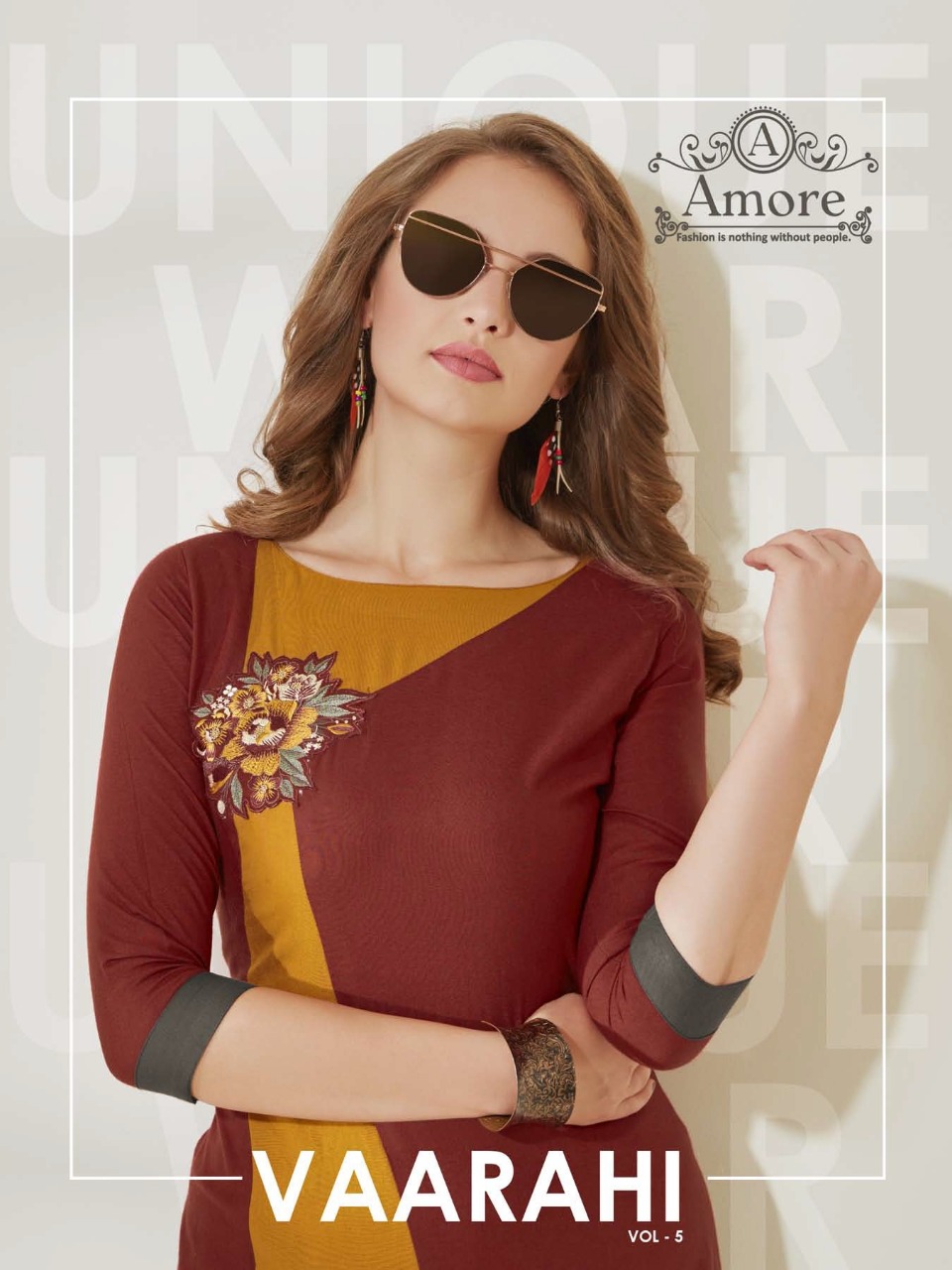 Amore vaarahi vol 5 embroidered rayon kurti catalogue supplier surat best price