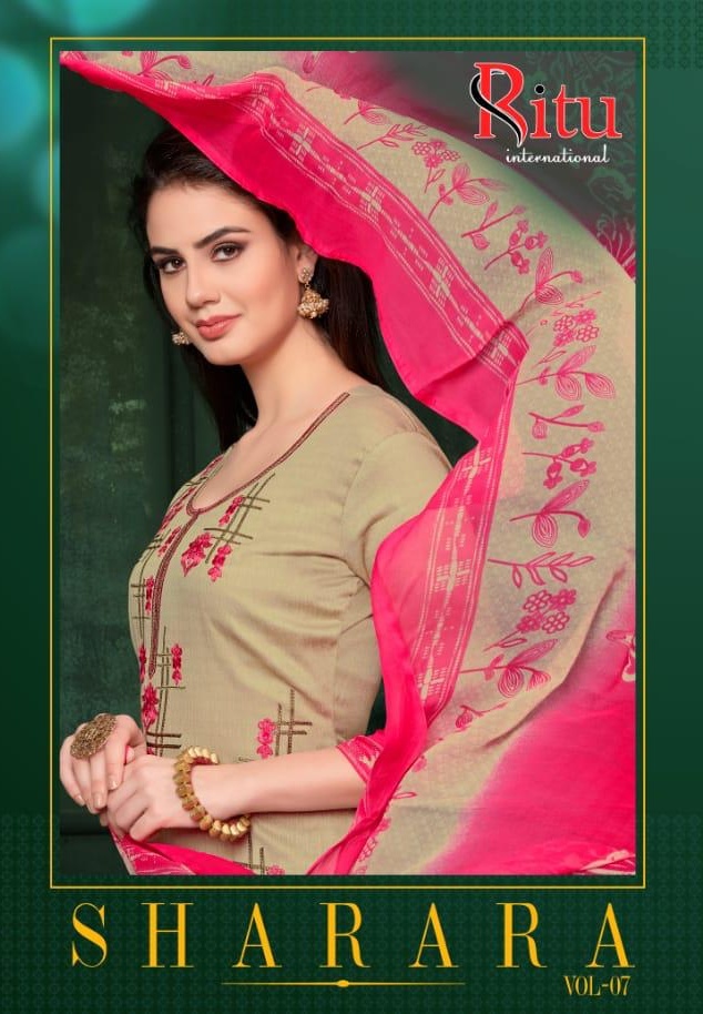 Ritu international sharara vol 7 cotton printed salwaar suit catalogue from surat wholesaler best price