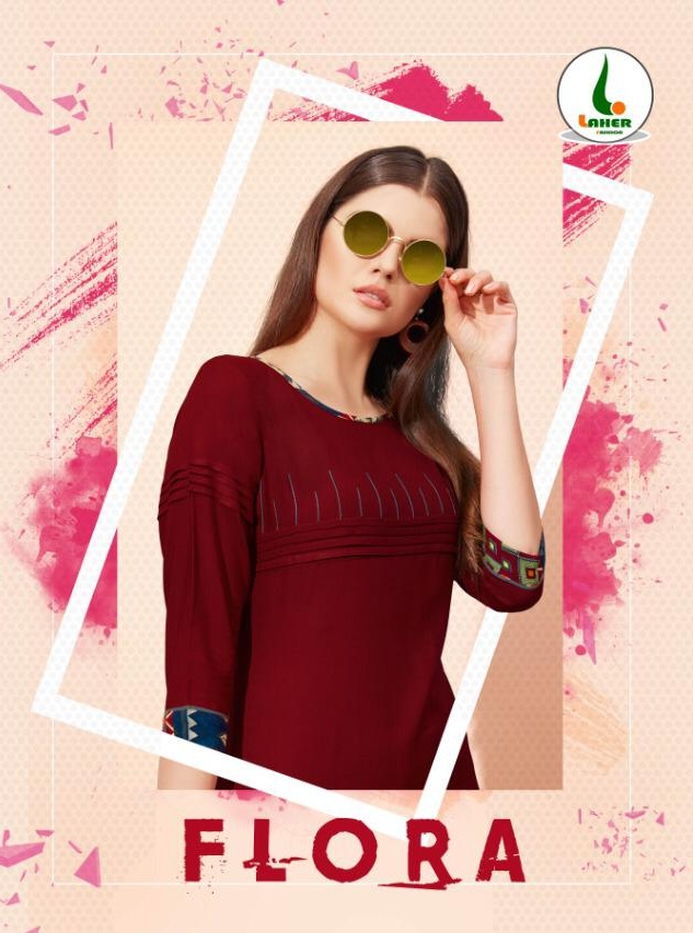 Laher fashion flora printed rayon kurti catalogue from surat wholesale price supplier