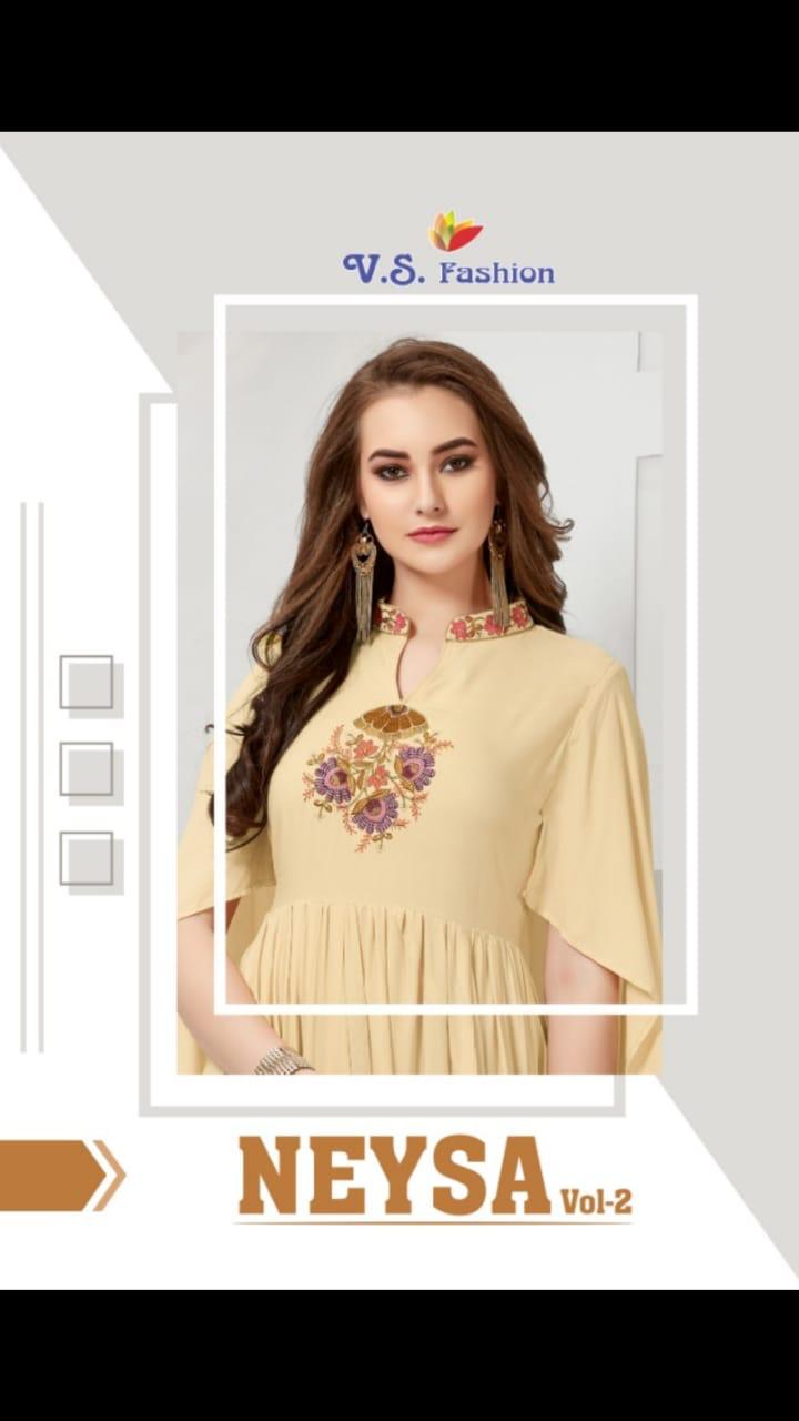 VS fashion Neysa Vol 2 Designer fancy kurtis catalogue in wholesale price Surat best rate