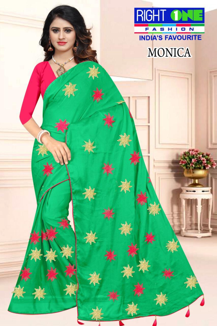 Right one monica stylish designer chiffon saree catalogue wholesalemarket