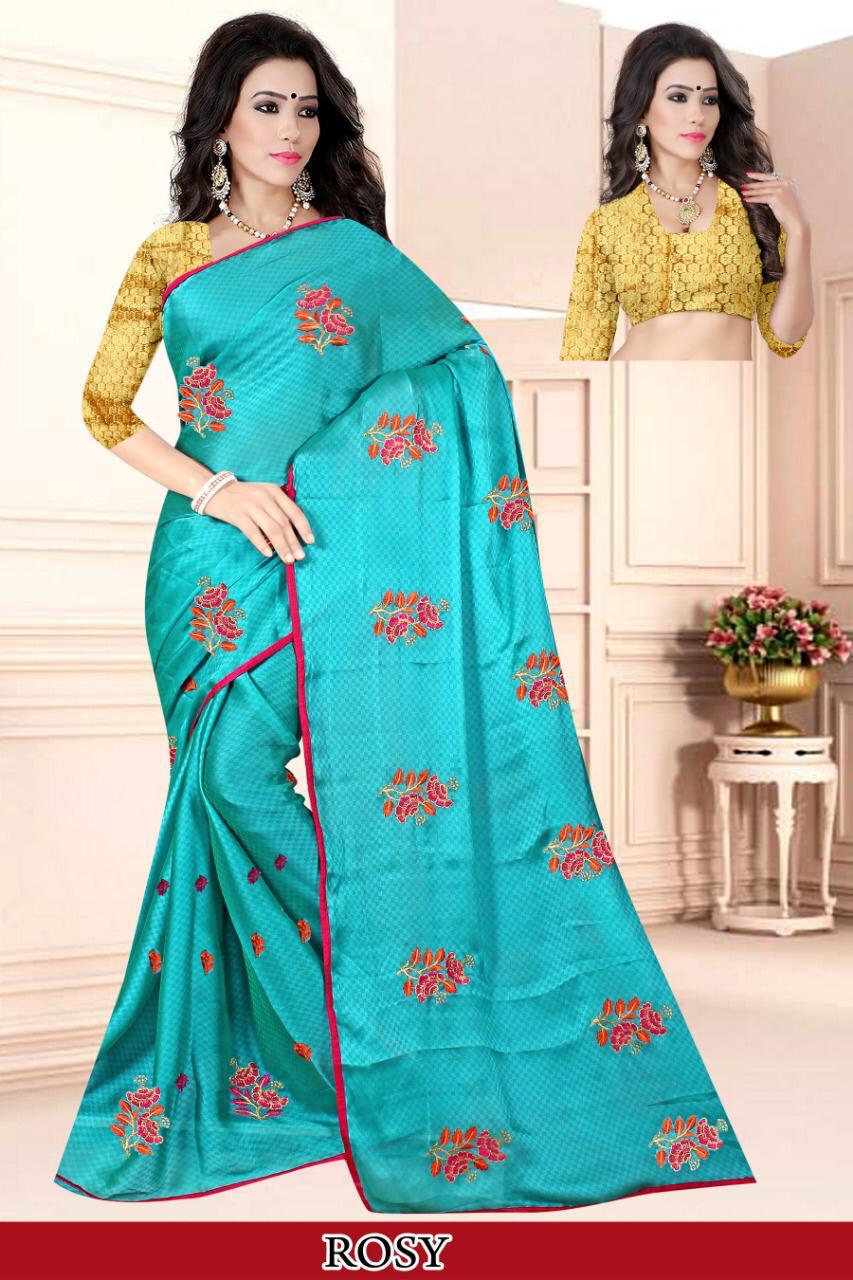 Right one rosy embroidered fancy saree catalogue wholesale price surat