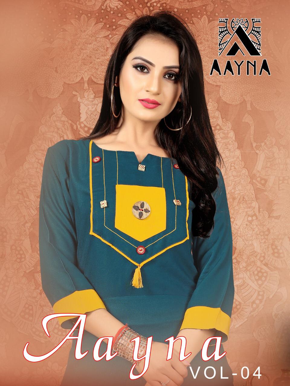 Aayna vol 4 fancy straight long kurti catalogue surat dealer best price