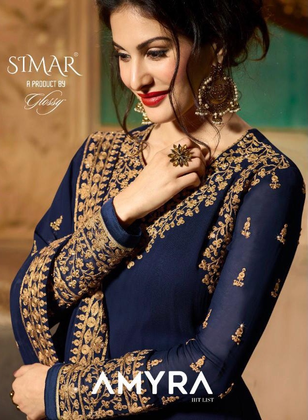 Glossy simar amyra Hitlist 9081 colours exclusive designer dress from surat wholesaler best price market