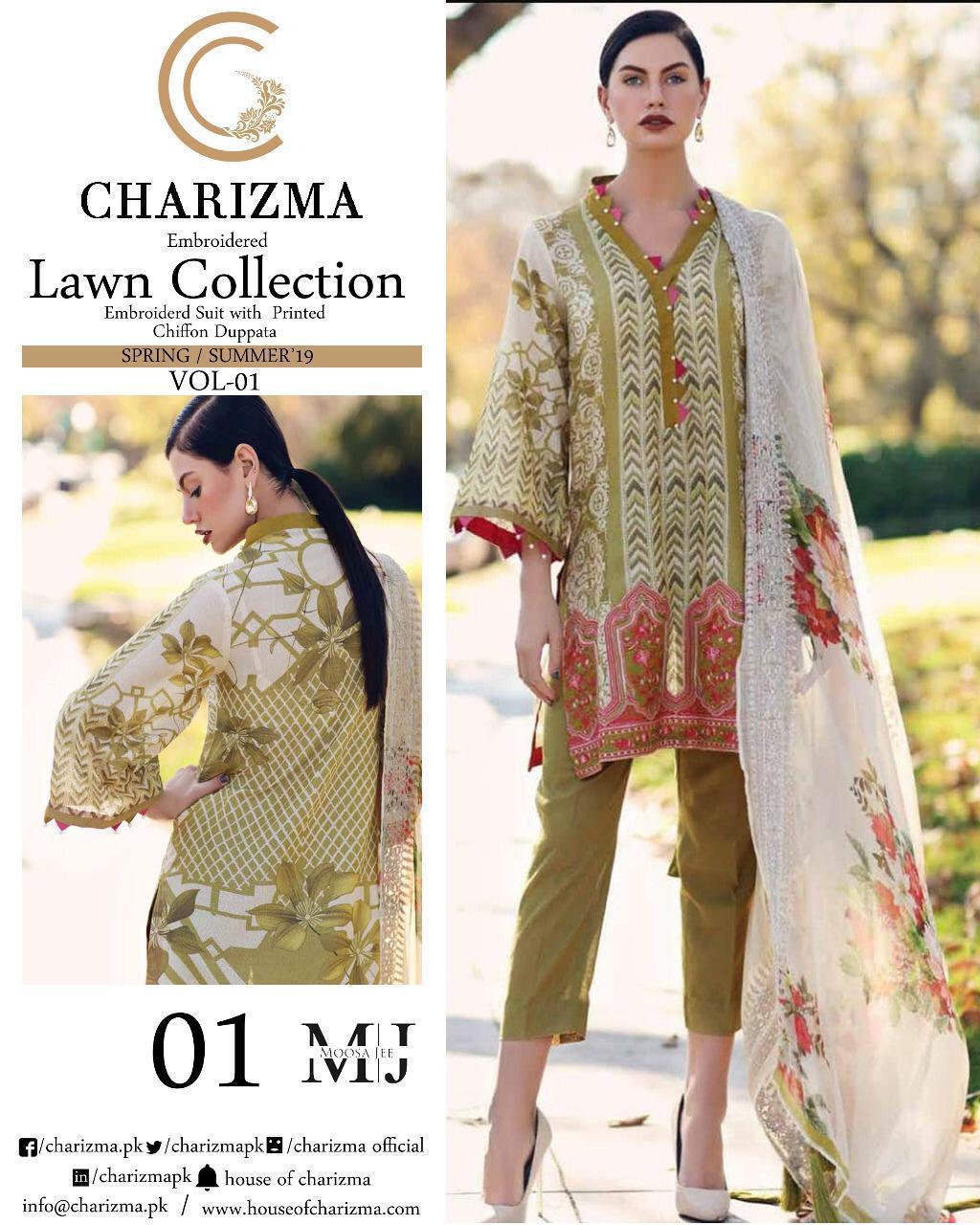 Mosajee naranji karandi premium lawn collection 2019 pakistani suit catalogue dealer surat