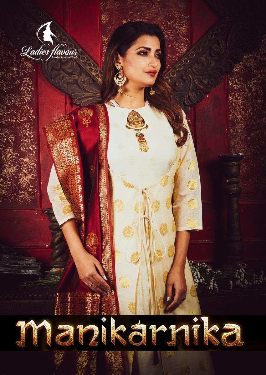 Ladies Flavour Manikarnika Designer readmade gown with Dupatta catalog wholesale price surat best rate
