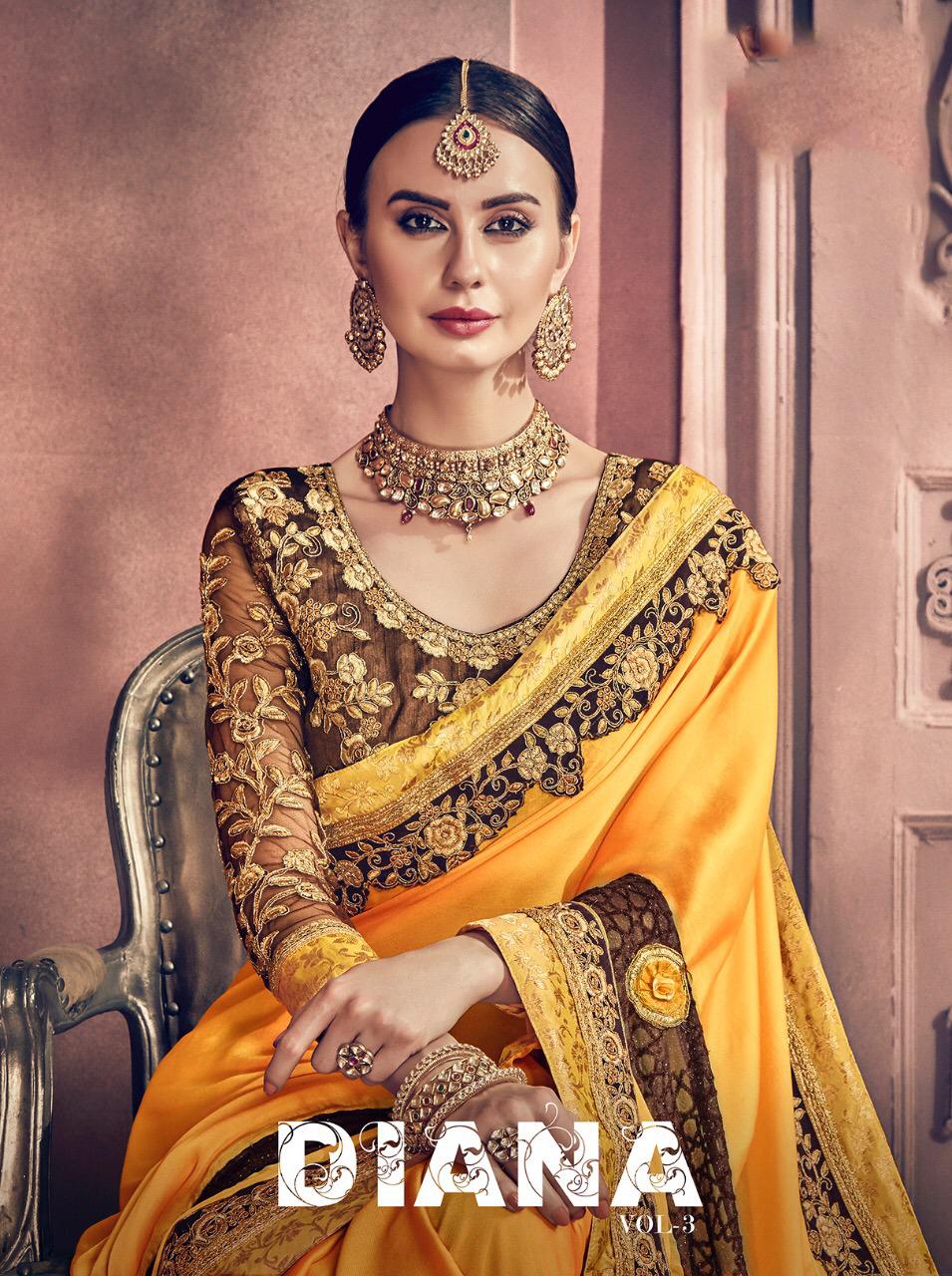 Hitansh Diana Vol 3 fancy party wear silk Saree catalogue from Surat dealer best price