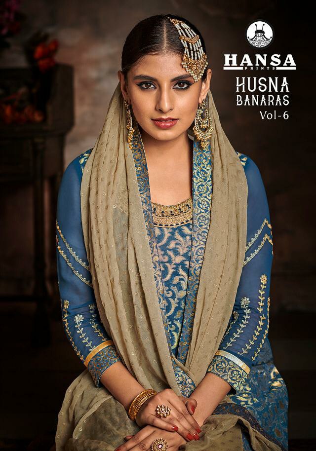 Hansa prints Husna Banaras vol 6 top Banaras Party wear salwar Kameez catalog in wholesale price surat